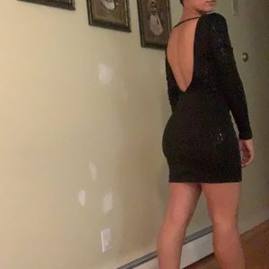 Guess long sleeve semi sequin open back dress